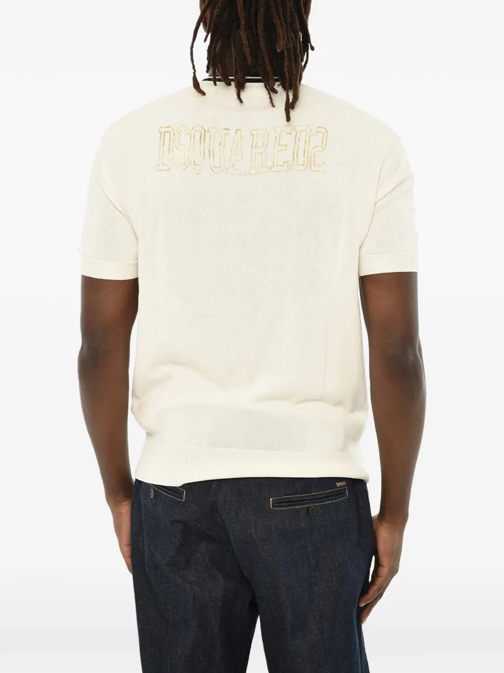 DSQUARED2 short-sleeve V-neck sweater Wit