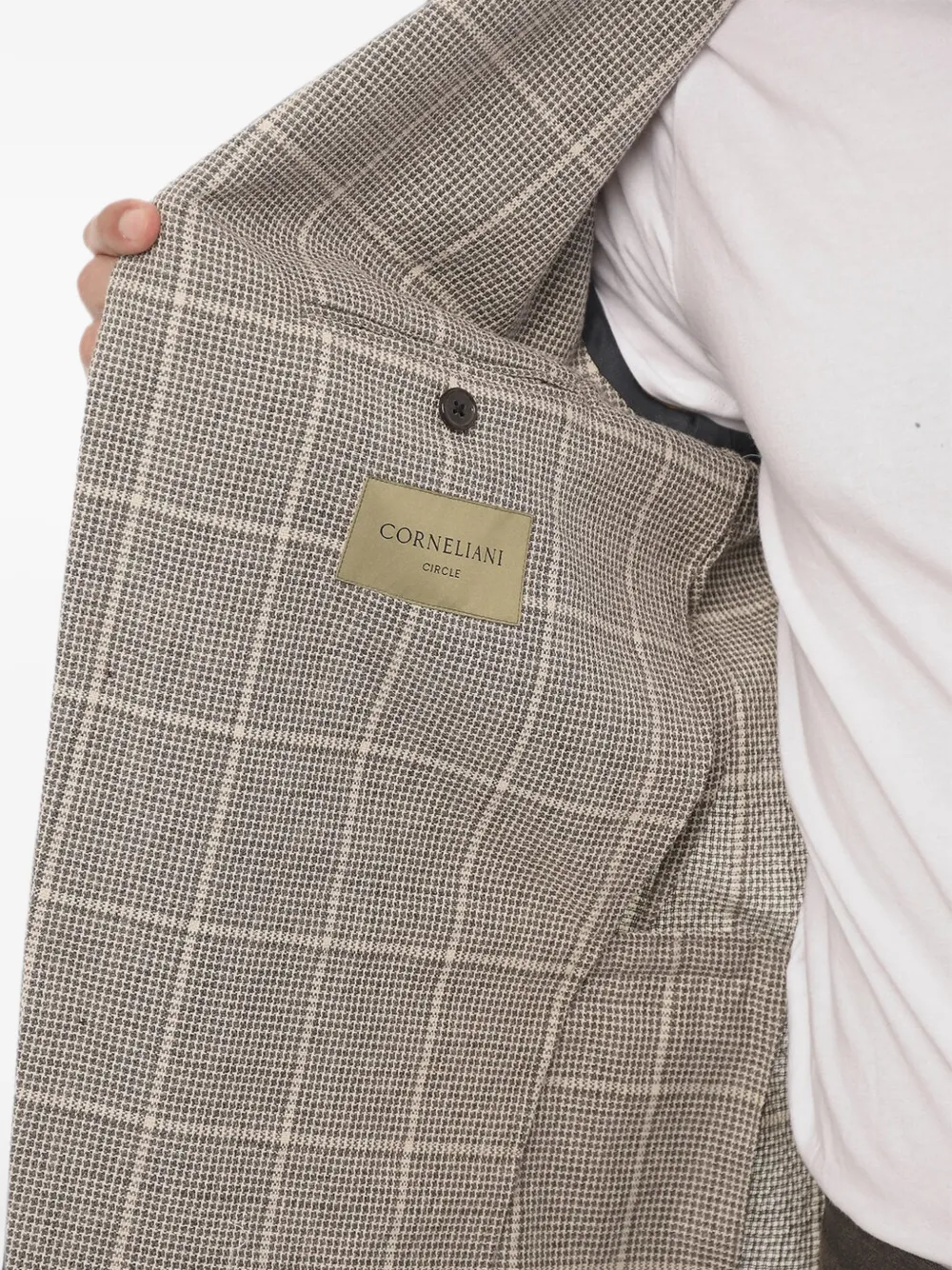Corneliani Checked Single-breasted Circle Blazer In Neutrals