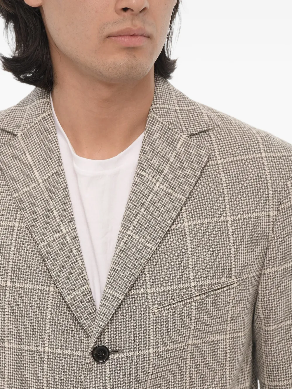 Corneliani Checked Single-breasted Circle Blazer In Neutrals