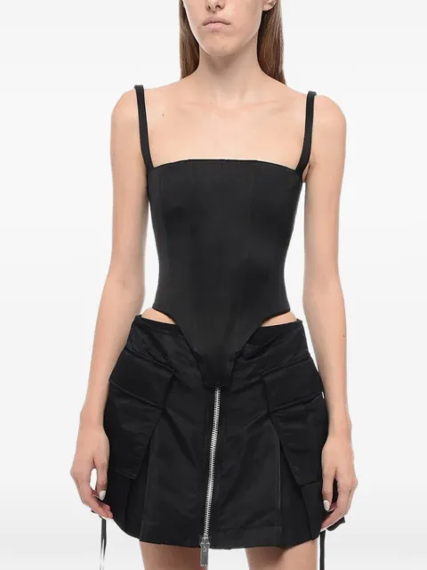LaQuan Smith satin-finish corset black top