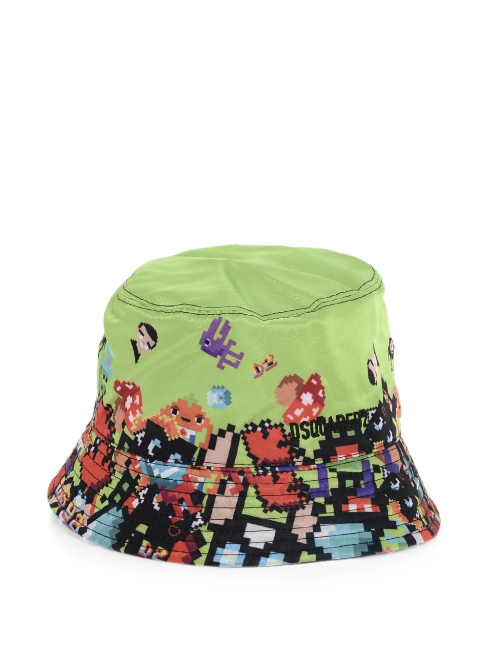 DSQUARED2 logo-embroidered pixel-print bucket hat - Grün