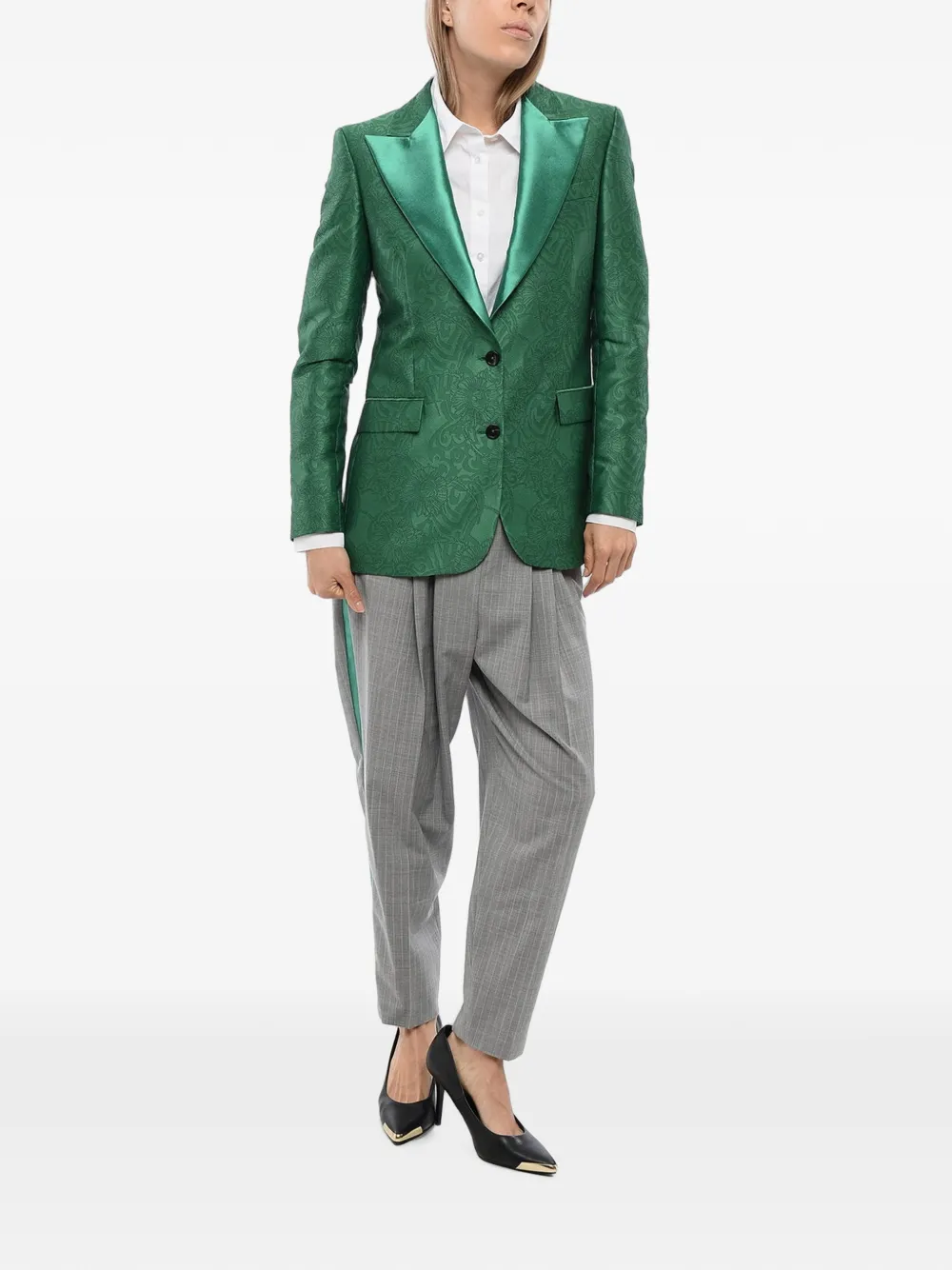 John Richmond embroidered peak-lapel blazer Groen