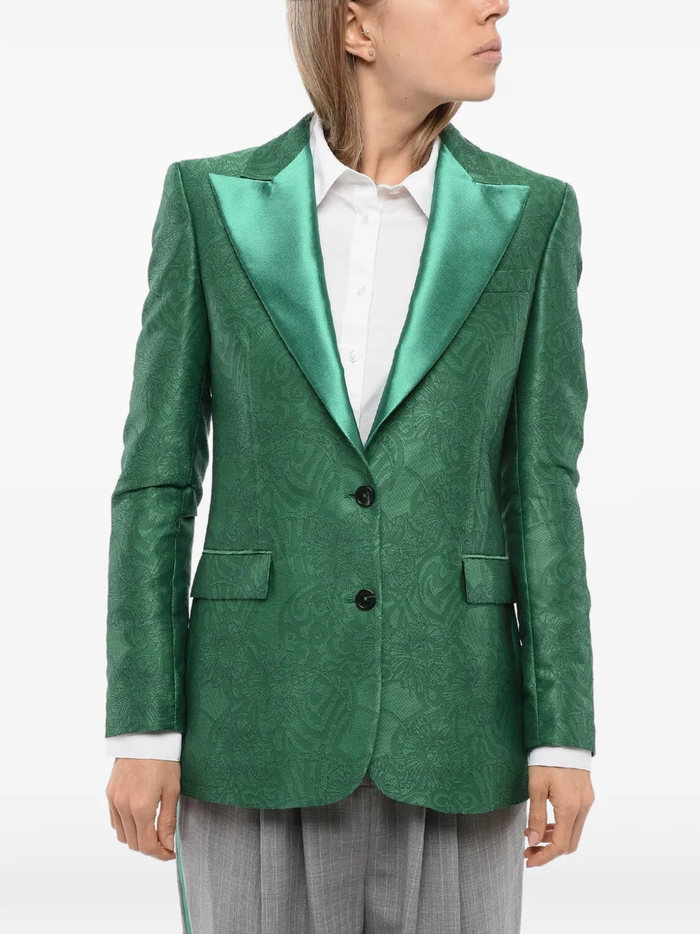 John Richmond embroidered peak-lapel blazer - Green