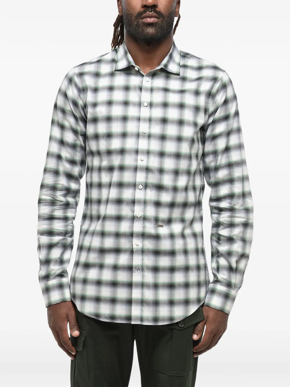 DSQUARED2 blurred check French collar shirt - Grün