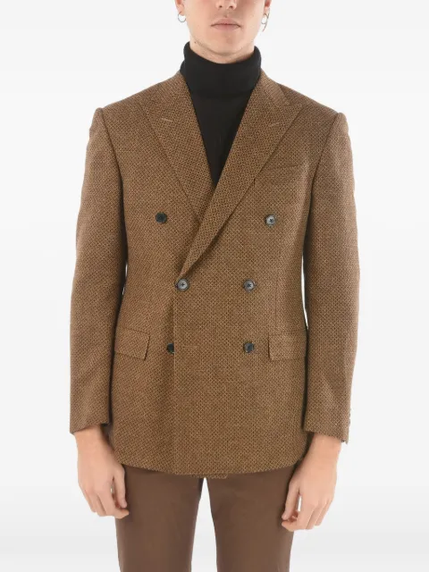 Corneliani double-breasted hopsack-pattern jacket