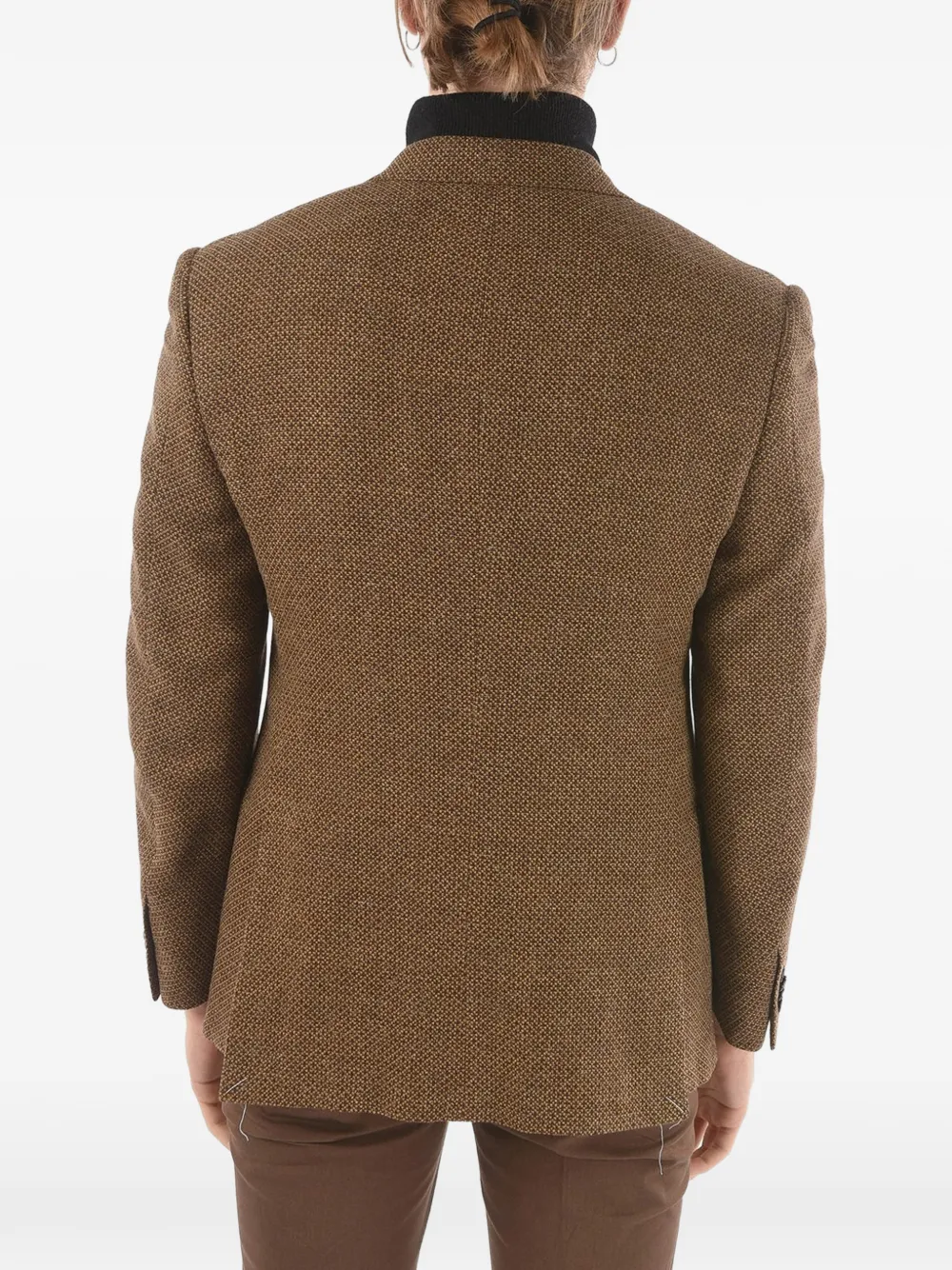 Corneliani double-breasted hopsack-pattern jacket Bruin