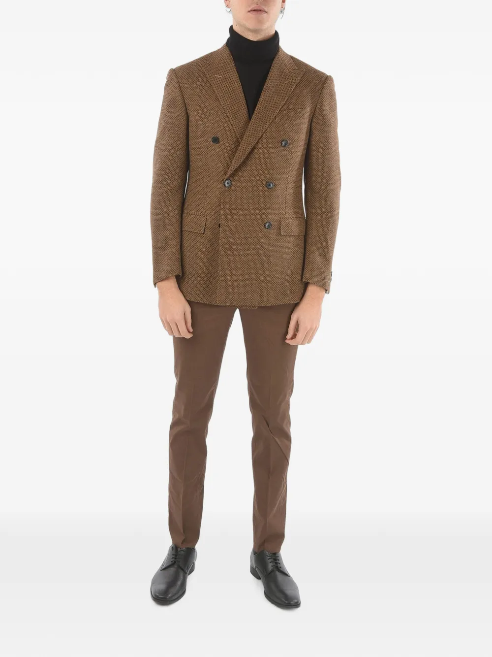 Corneliani double-breasted hopsack-pattern jacket Bruin