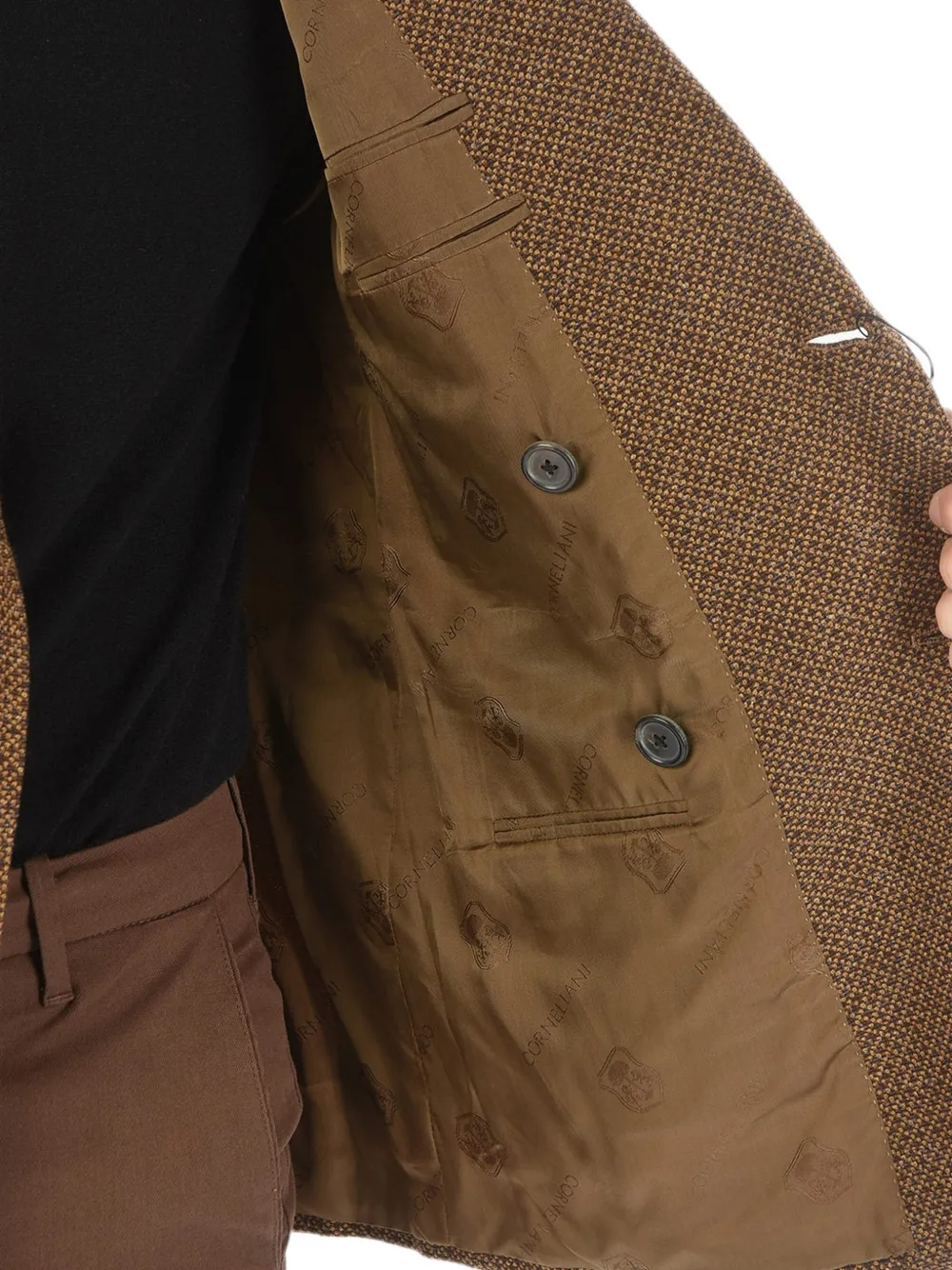 Corneliani double-breasted hopsack-pattern jacket Bruin