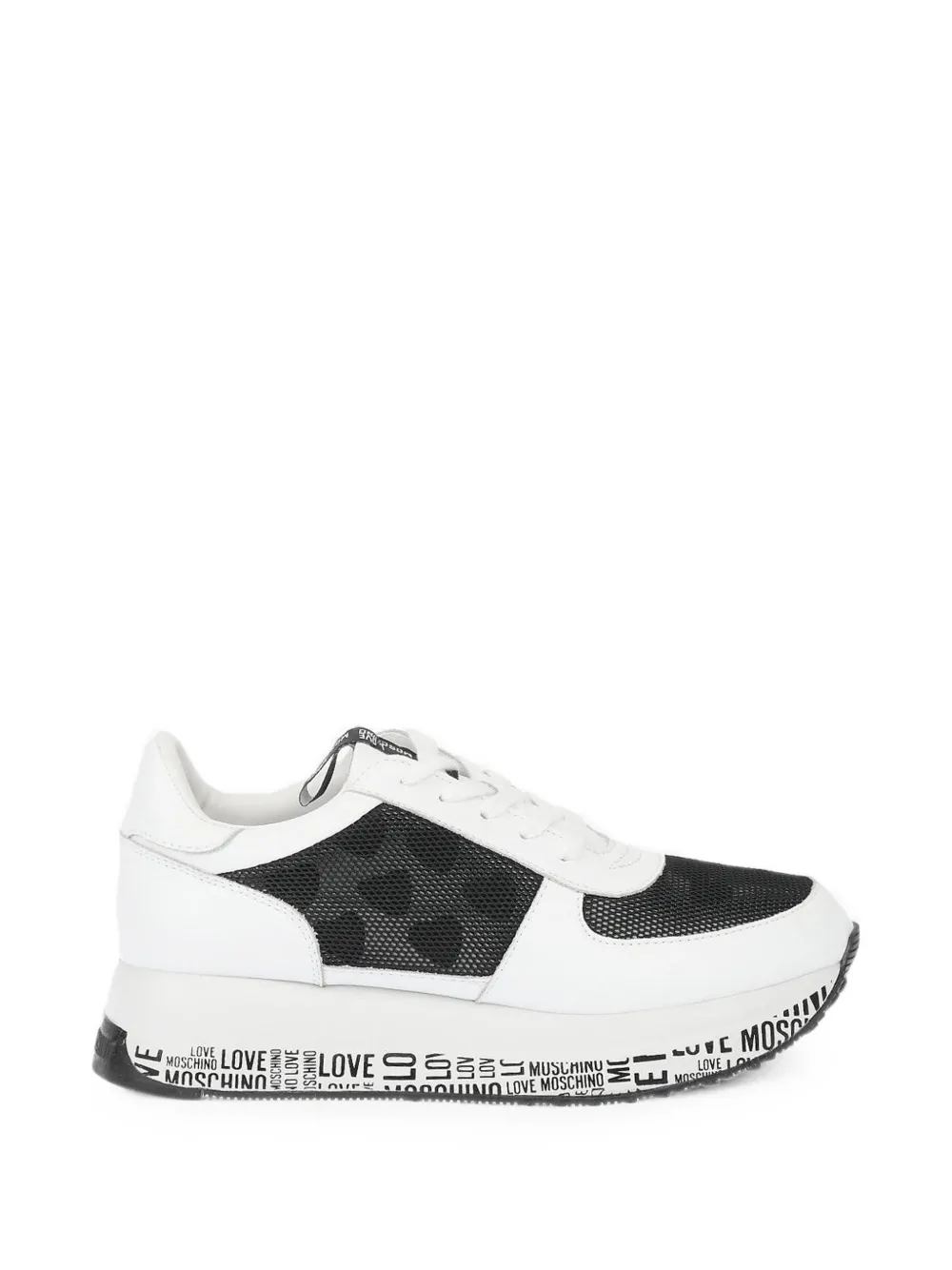Moschino mesh-panel leather sneakers Wit