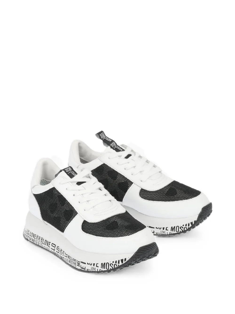 Moschino mesh-panel leather sneakers Wit