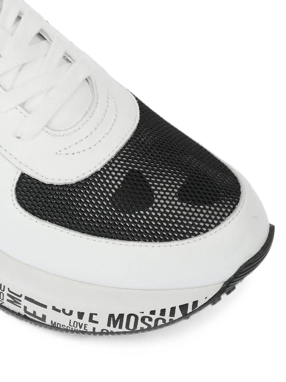 Moschino mesh-panel leather sneakers Wit