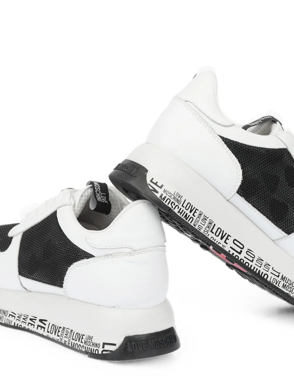Moschino mesh-panel leather sneakers Wit