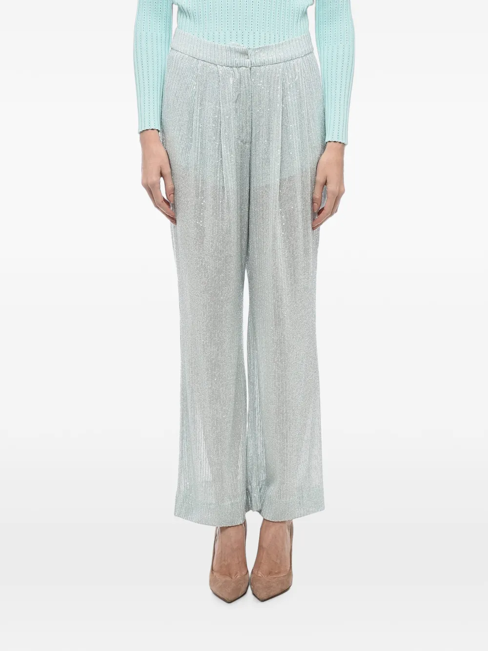ROTATE BIRGER CHRISTENSEN sequin-embellished mesh trousers - Grün