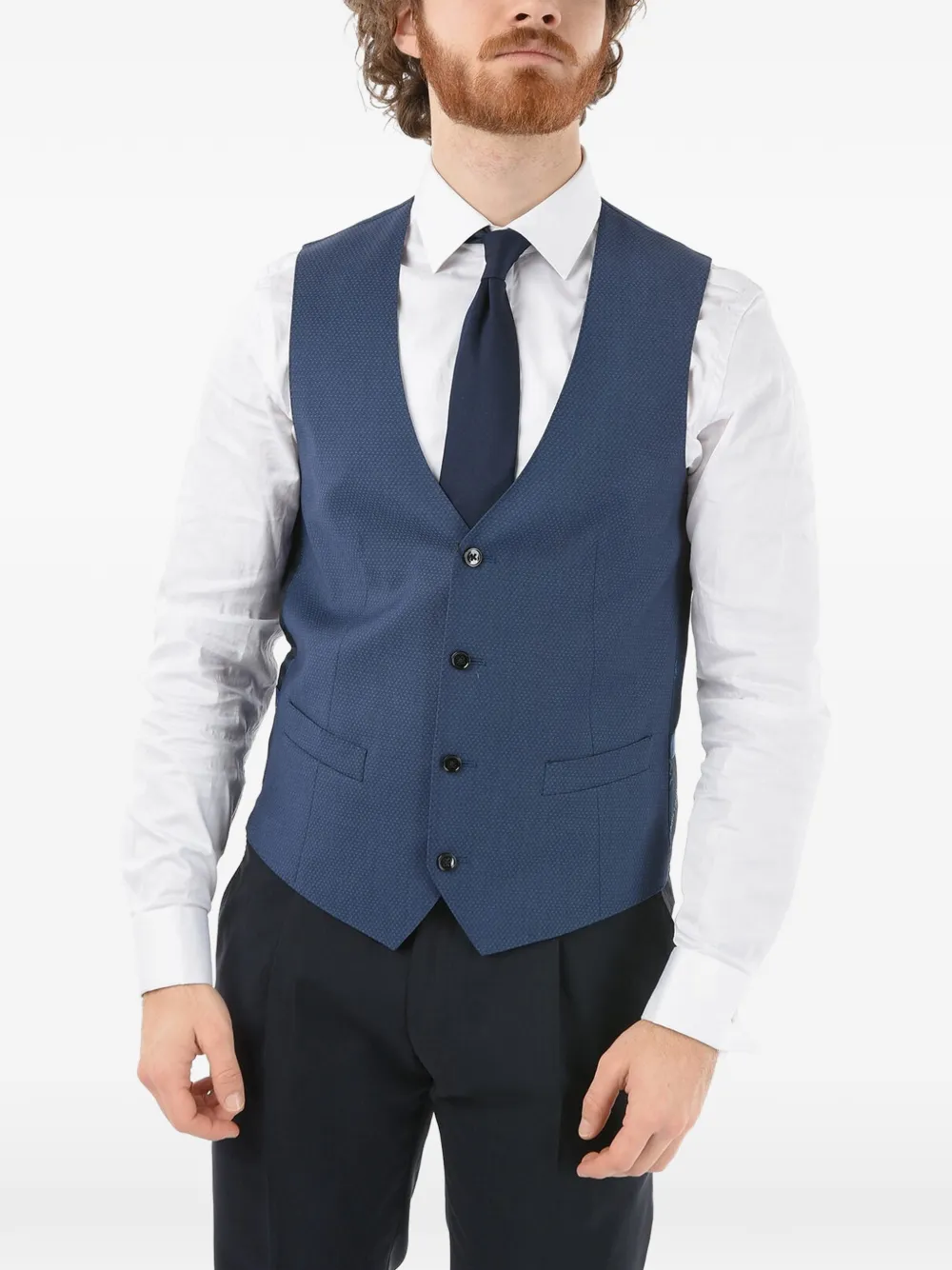 Corneliani Einreihige Weste mit Logo - Blau