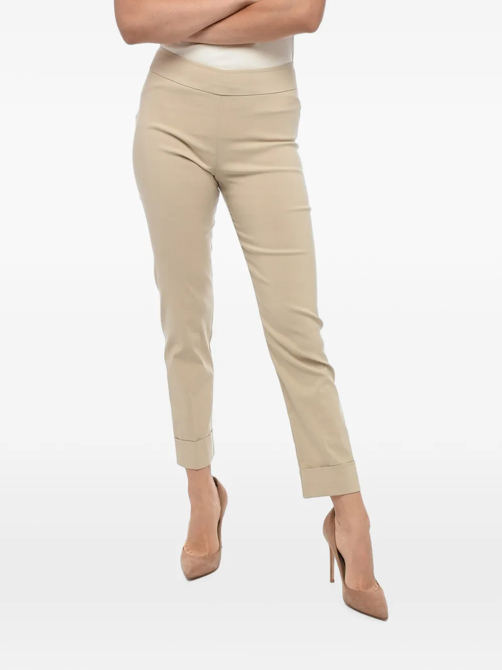 Avenue Montaigne cuffed-hem slim-fit trousers - Nude