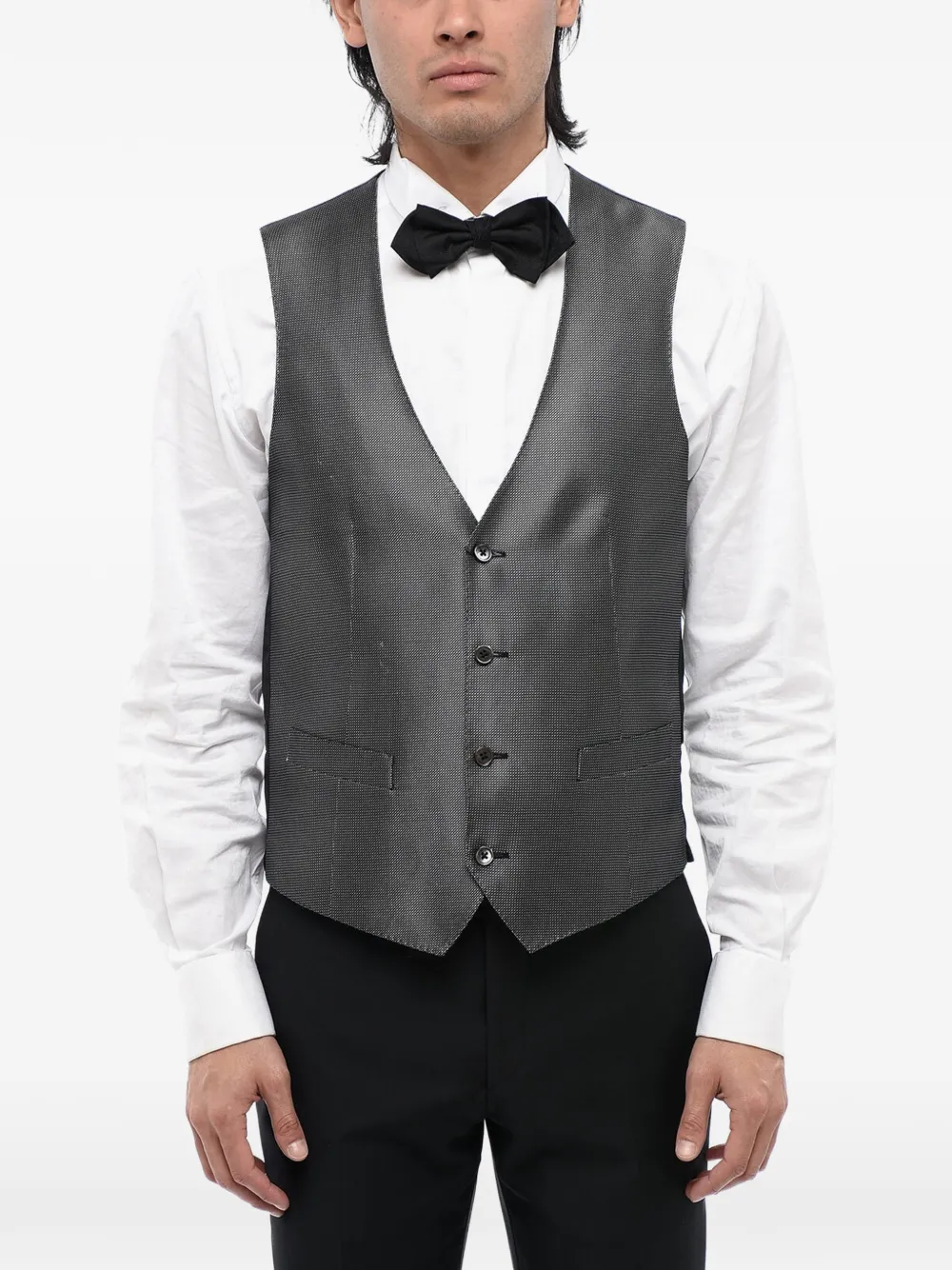 Corneliani Single-breasted Silk Waistcoat In Black