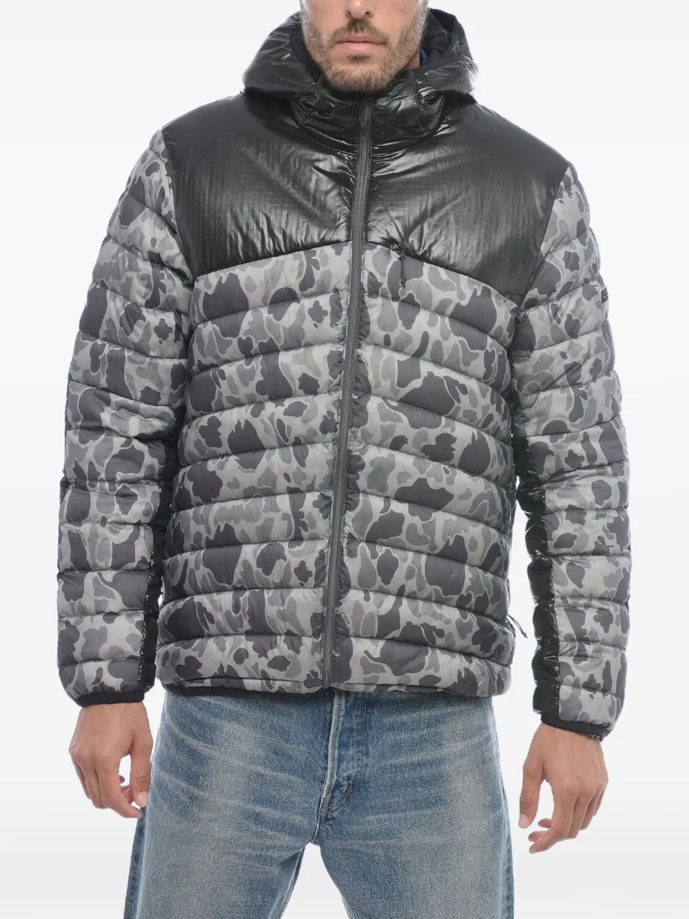 Woolrich Tundra Camouflage Quilted Jacket In Grey