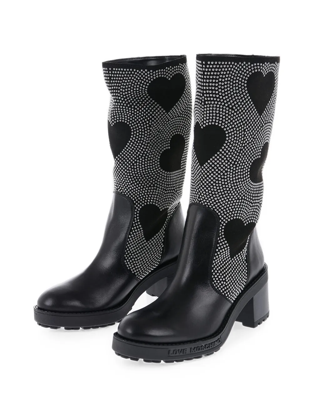 Moschino studded heart-pattern boots Zwart