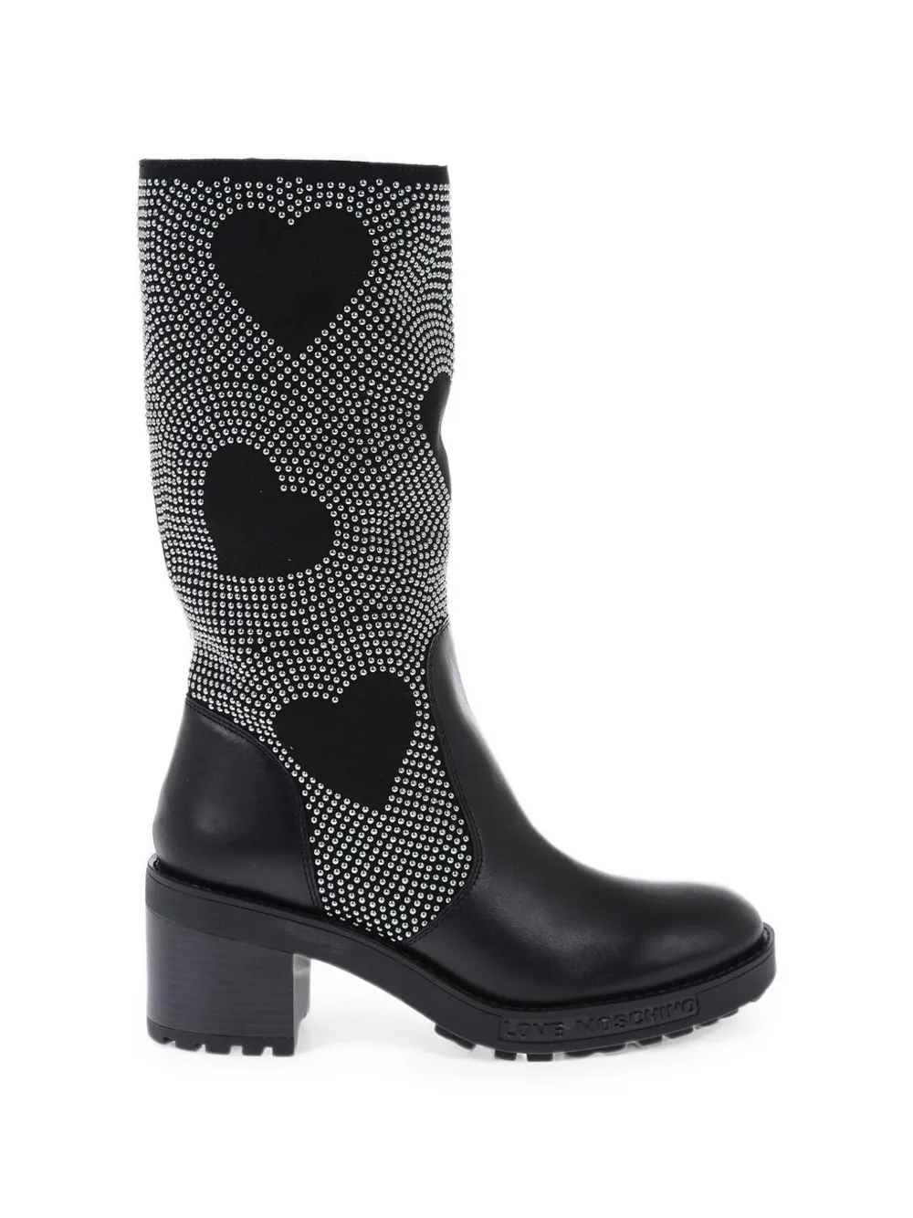 Moschino studded heart-pattern boots Zwart