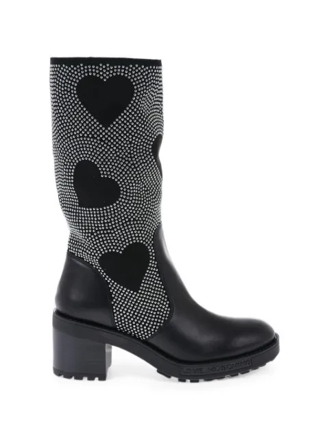 Moschino studded heart-pattern boots