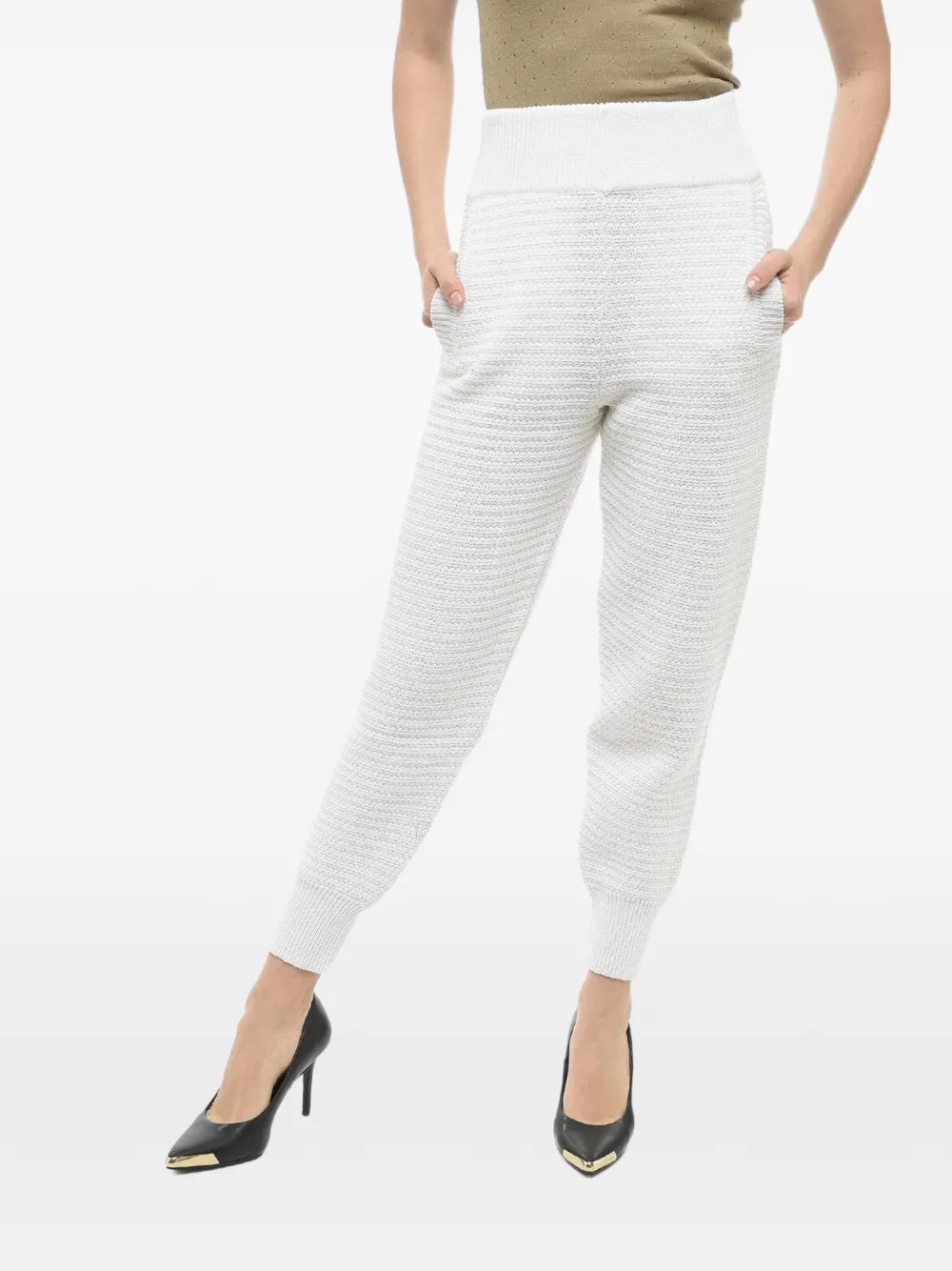 ART ESSAY high-waisted cotton-knit trousers