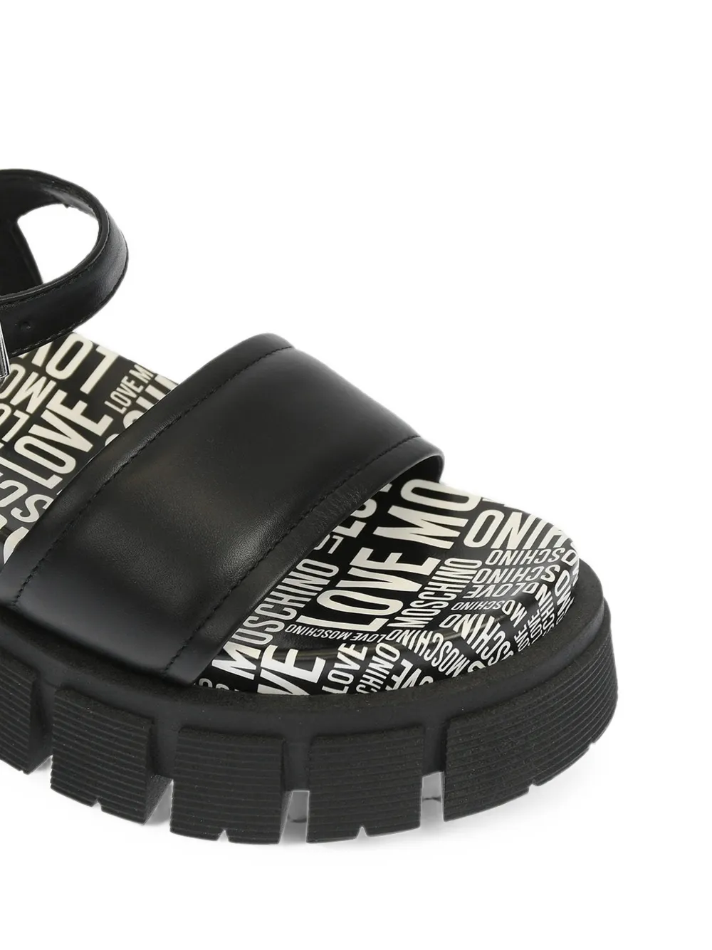 Moschino logo-print leather sandals Zwart