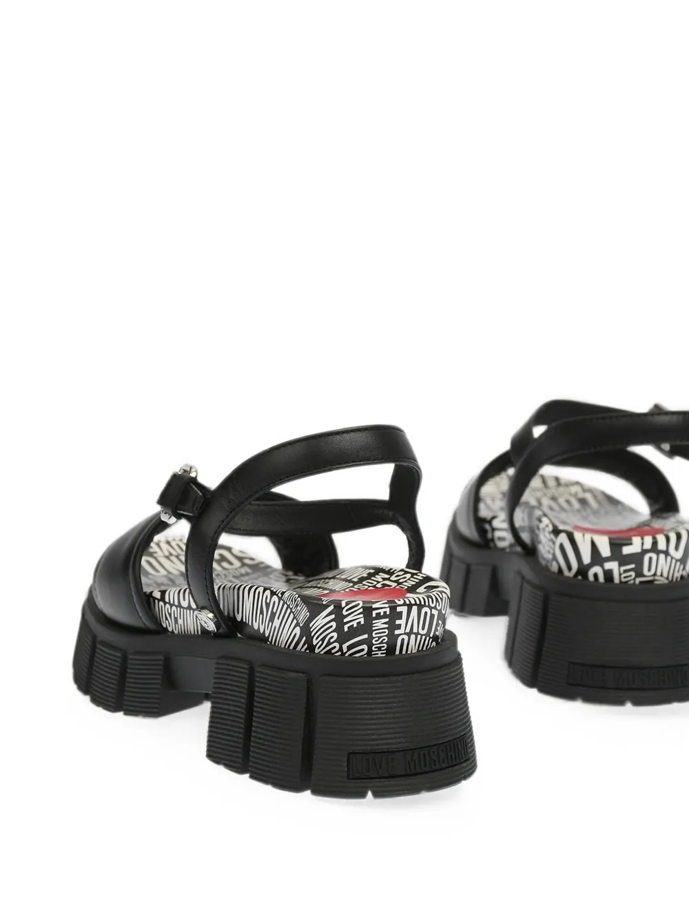 Moschino logo-print leather sandals Zwart