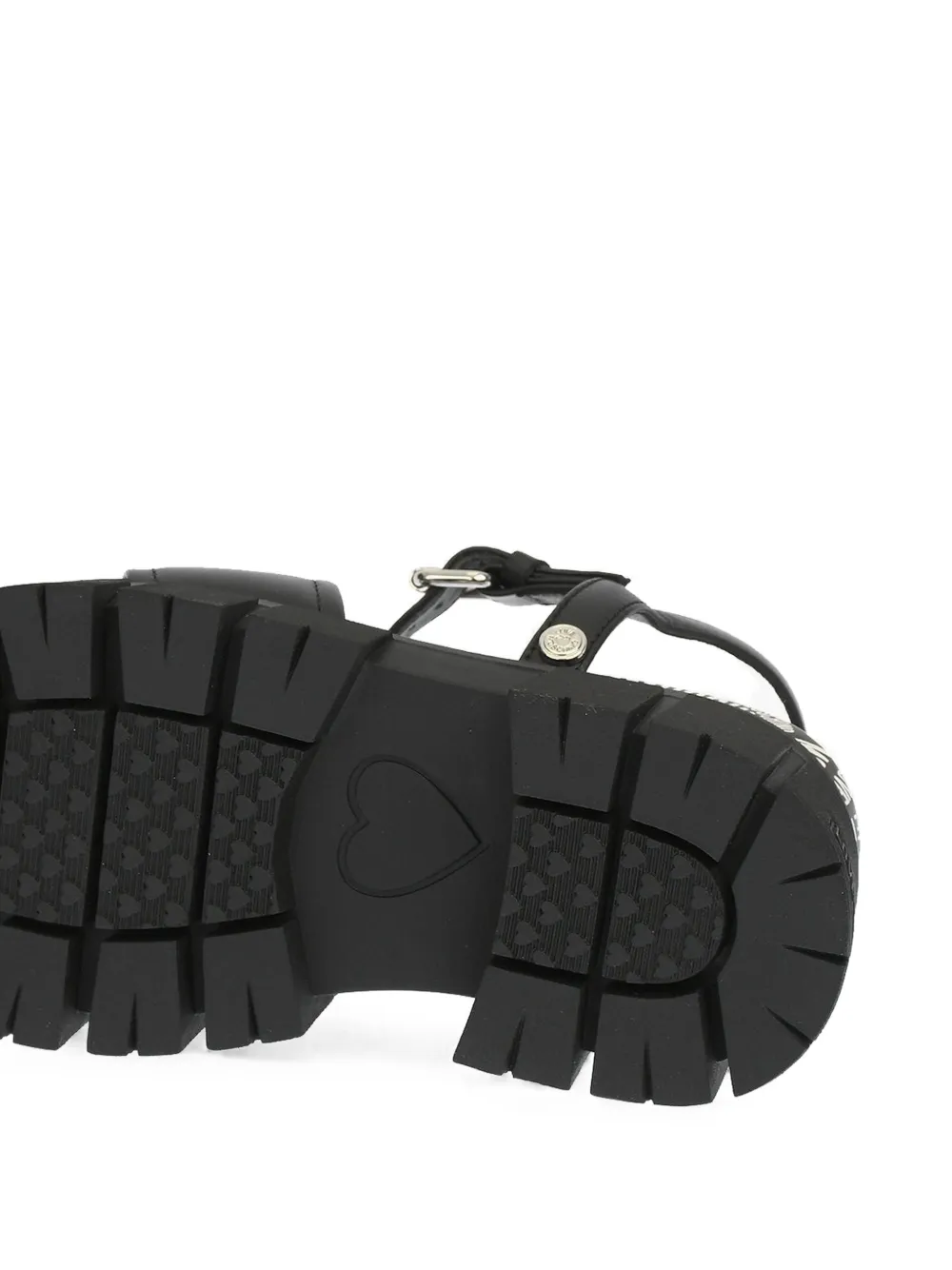 Moschino logo-print leather sandals Zwart