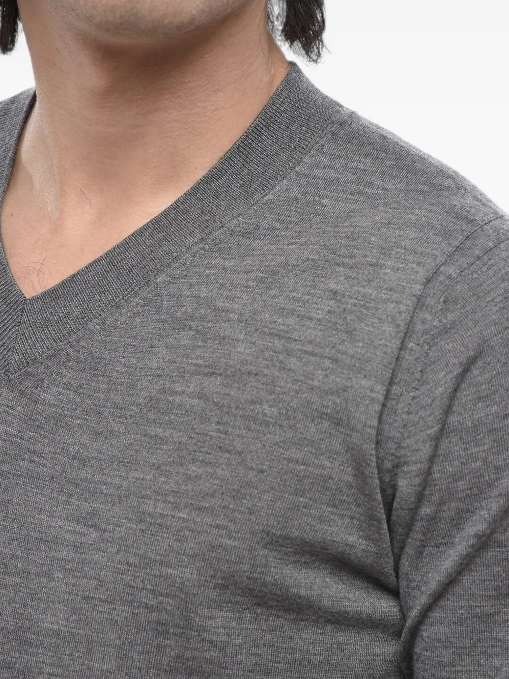 Paolo Pecora V-neck virgin wool sweater Grijs