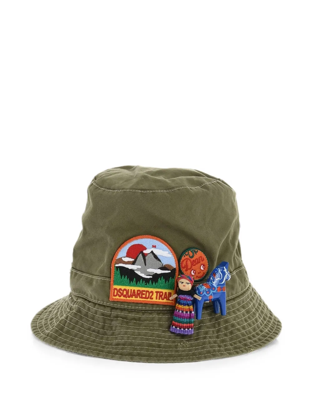 DSQUARED2 patch-detail gabardine bucket hat - Grün