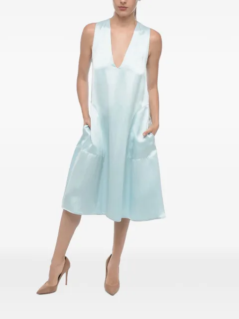 SA SU PHI Serena satin V-neck midi dress