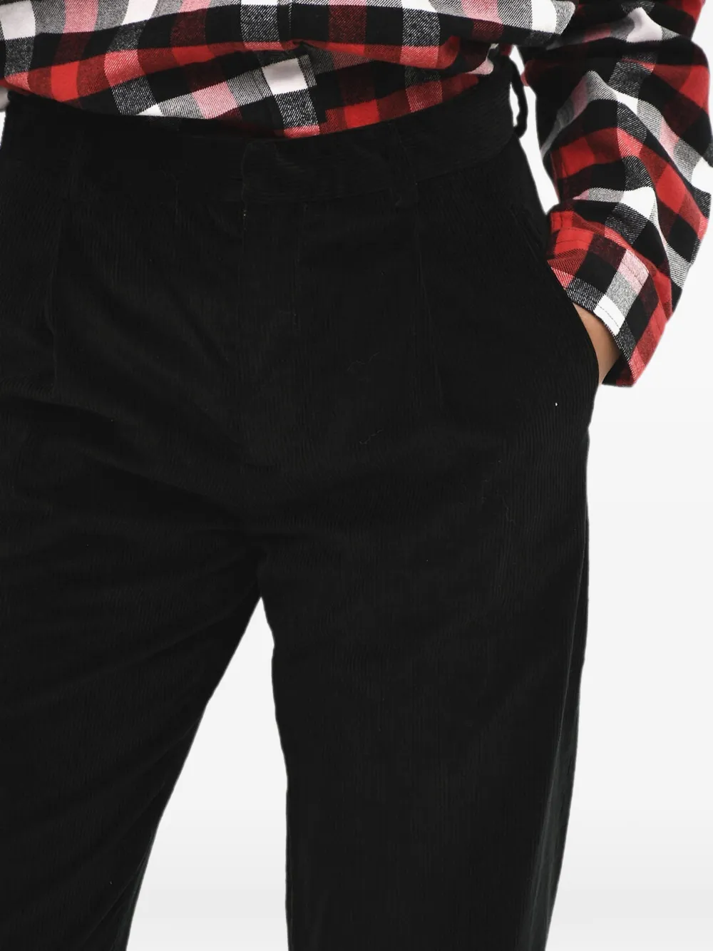 Woolrich pleated ribbed trousers Zwart
