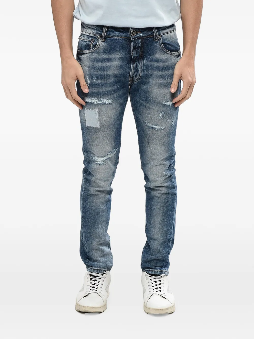 John Richmond Distressed-effec Jeans In Blue