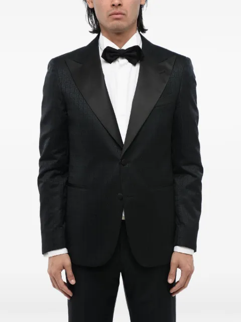 Corneliani jacquard satin-lapel blazer