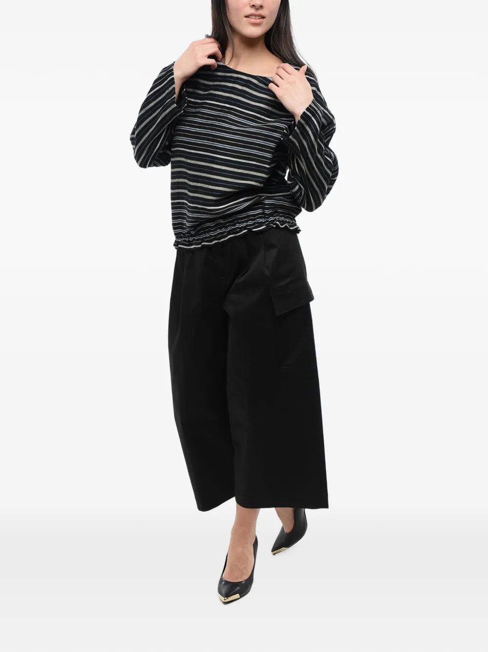 Woolrich striped long-sleeve blouse Zwart