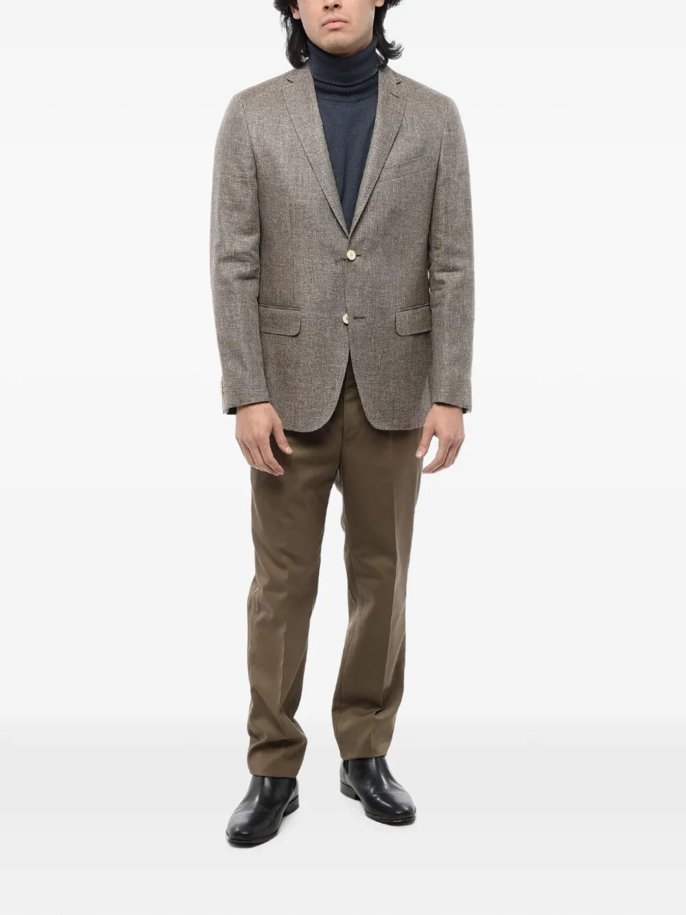 Corneliani Single-breasted Flap-pocket Blazer In Brown