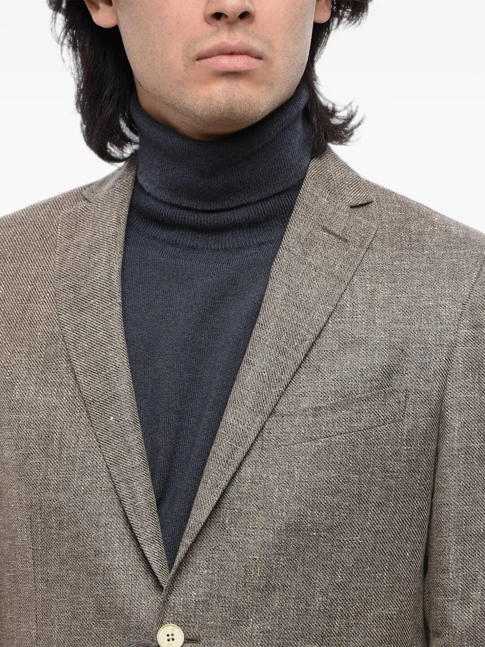 Corneliani Single-breasted Flap-pocket Blazer In Brown