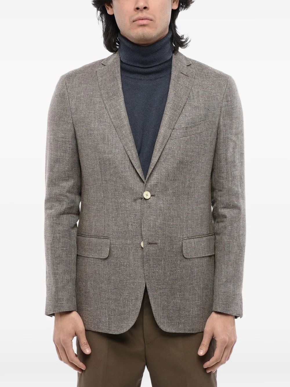 Corneliani Single-breasted Flap-pocket Blazer In Brown