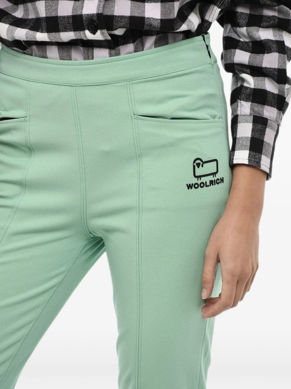 Woolrich logo-embroidered trousers Groen