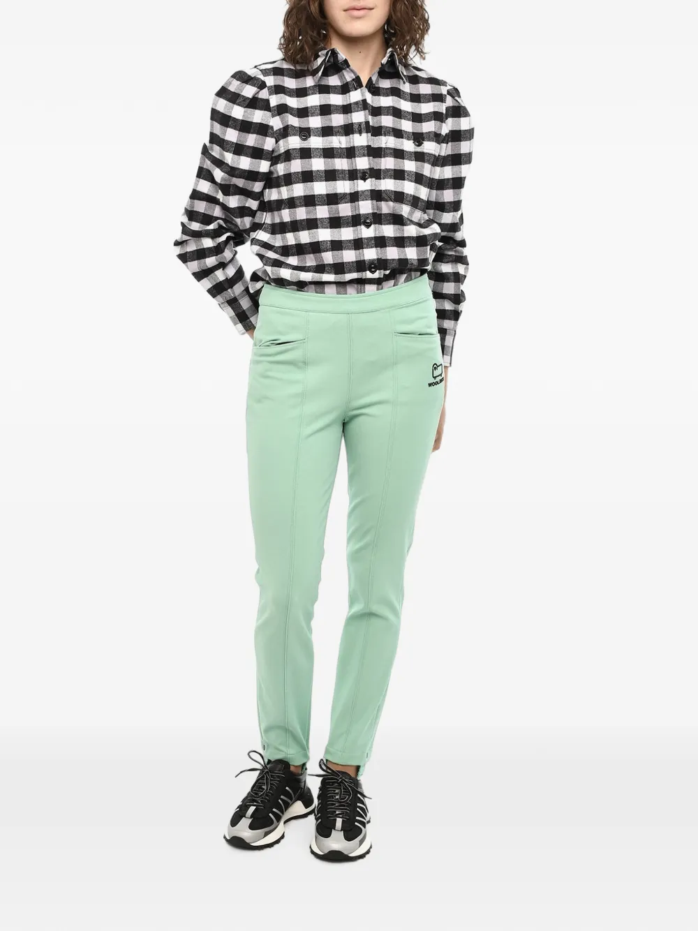 Woolrich logo-embroidered trousers Groen