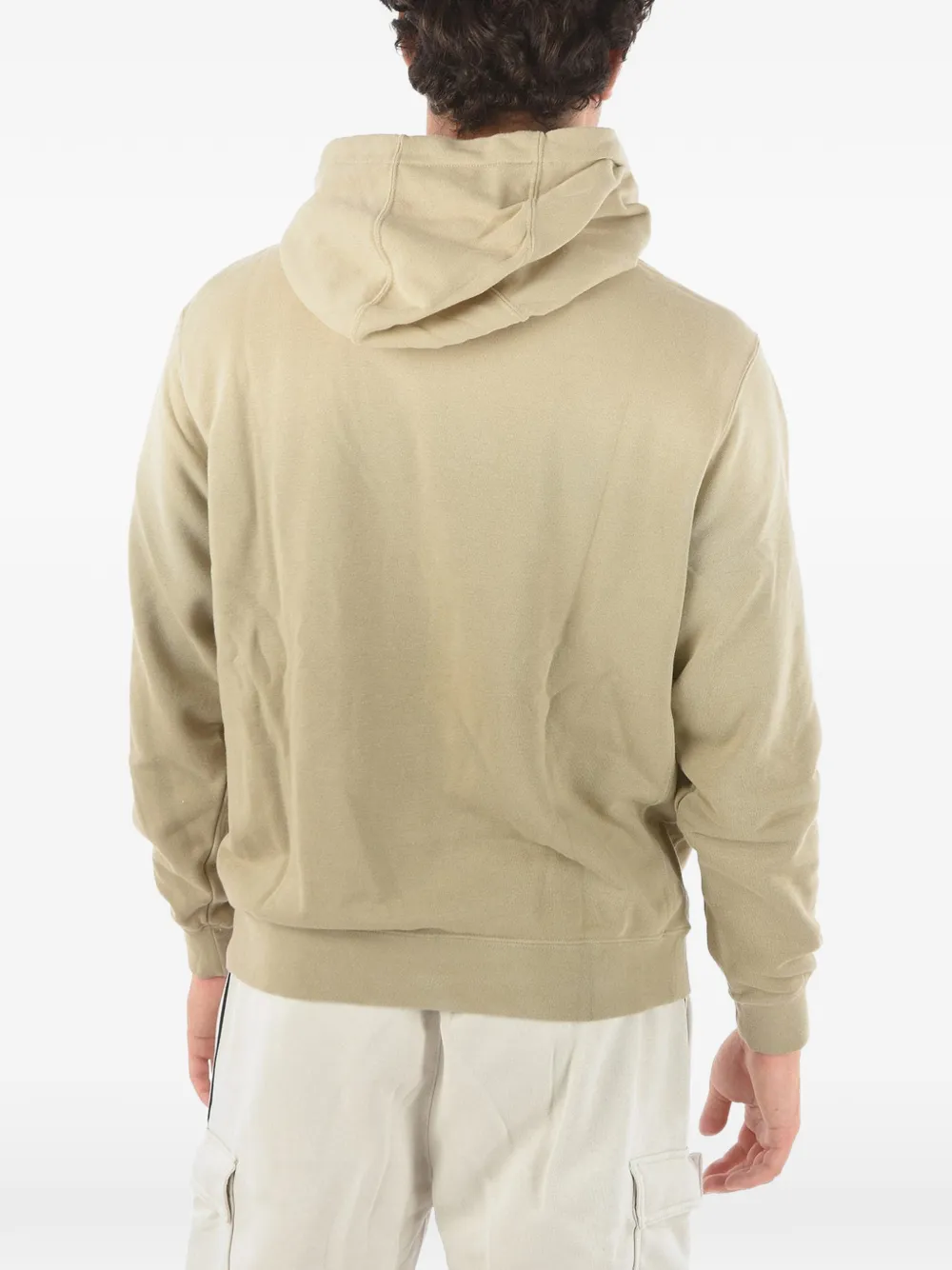 Nike embroidered-logo pouch-pocket hoodie Beige