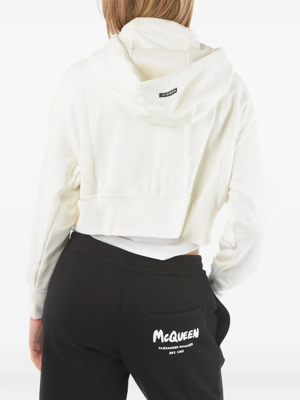 Nike logo-print hoodie Beige