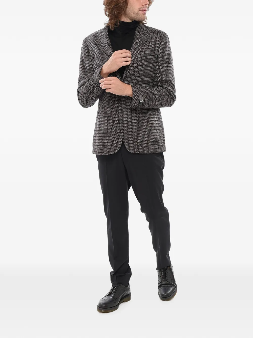Corneliani Nino Danieli Checked Virgin Wool Blazer In Grey