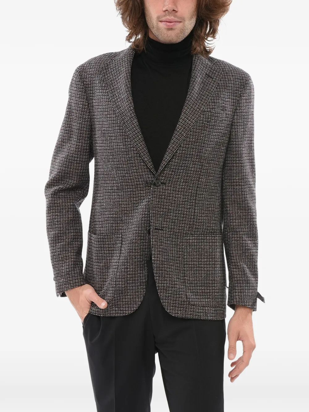 Corneliani Nino Danieli Checked Virgin Wool Blazer In Grey