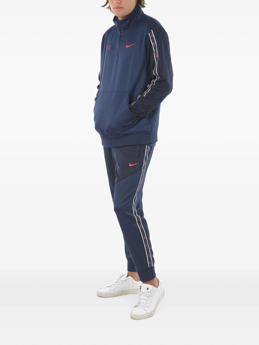 Nike Sportswear Repeat logo-print half-zip sweater Blauw