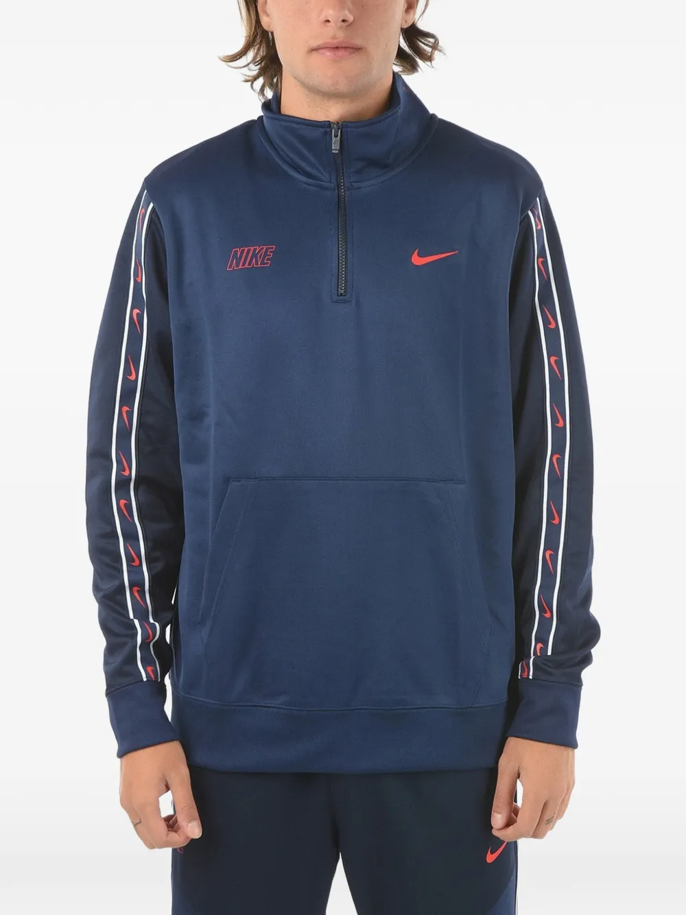 Nike Sportswear Repeat Logo-print Half-zip Sweater In Blue