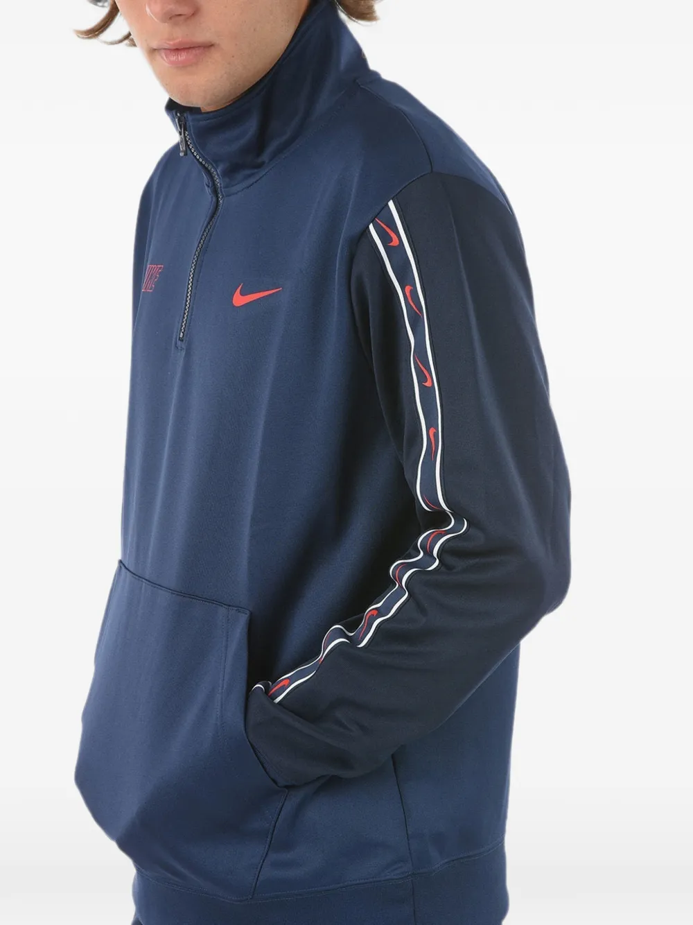Nike Sportswear Repeat logo-print half-zip sweater Blauw