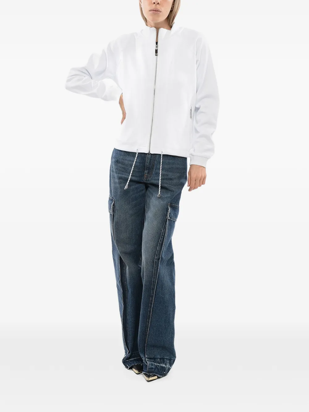 John Richmond logo-embroidered drawstring sweatshirt - Weiß