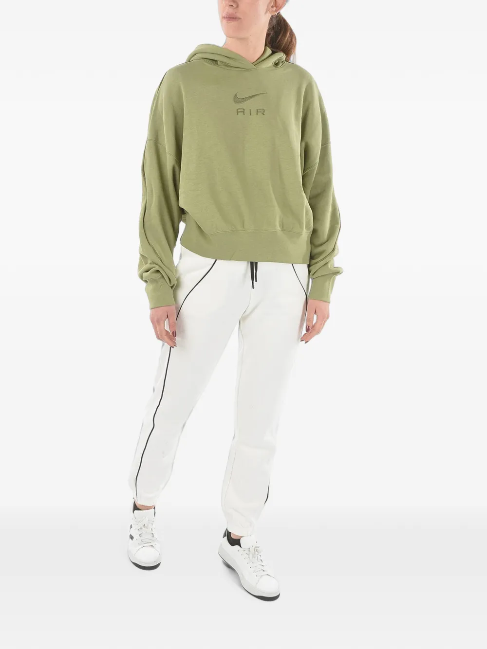 Nike logo-embroidered hoodie Groen
