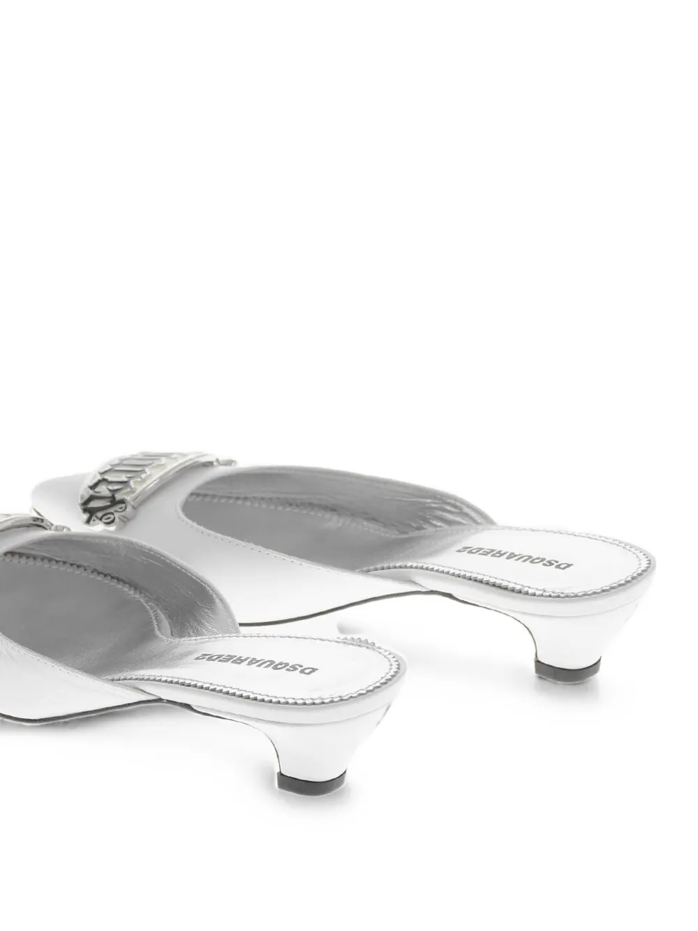 DSQUARED2 logo-plaque pointed-toe mules Zilver